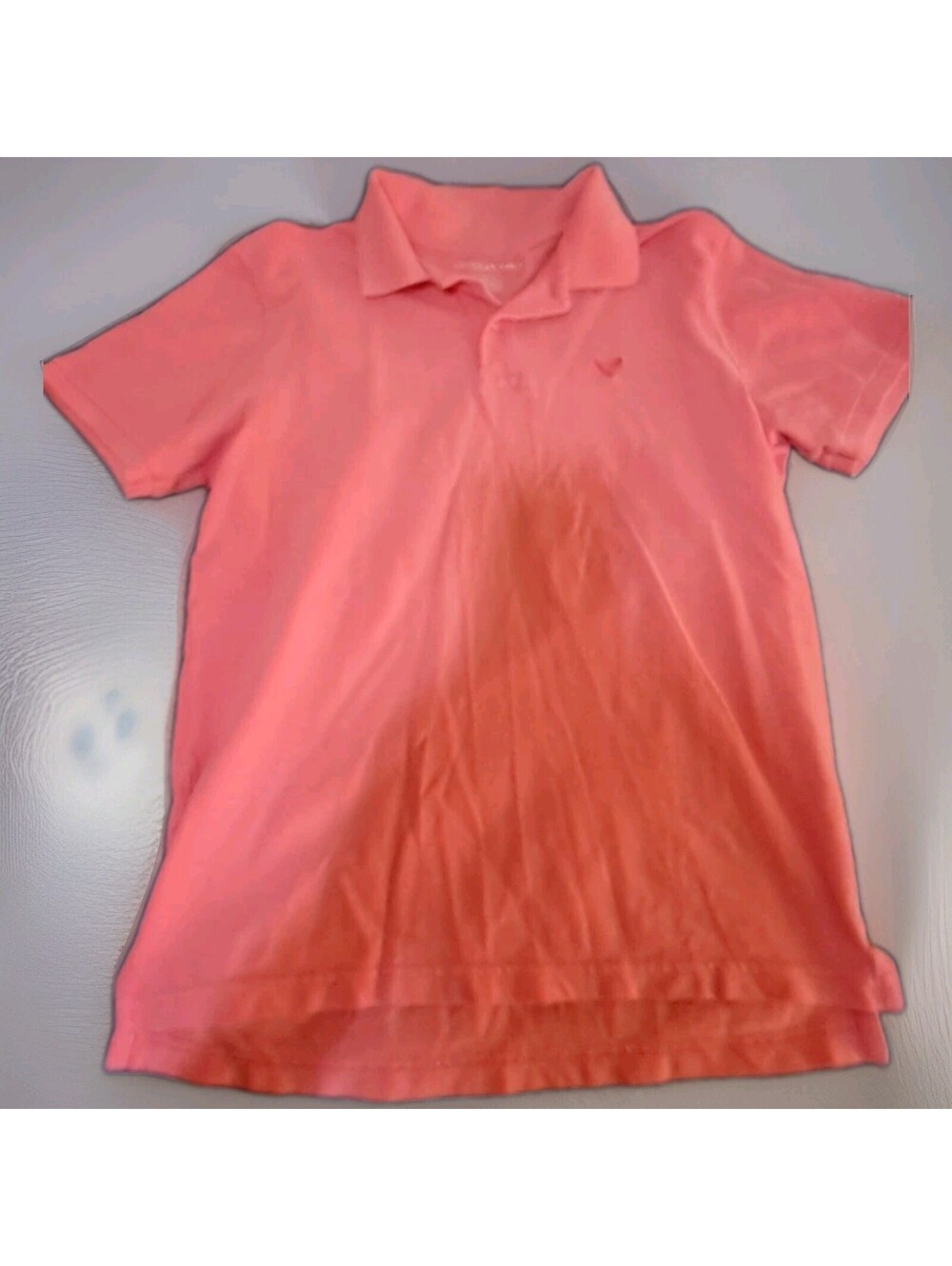 American Eagle Men's Coral Color Polo Shirt Short Sleeve Collared Size Small